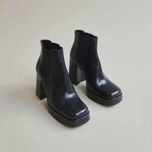 Jonak Boots à plateformes et bouts carrés en cuir noir Jonak 37,38,39,40,41 femme