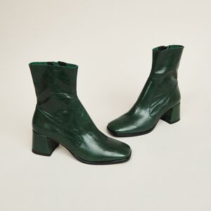 Jonak Bottines à bouts ovales en cuir vieilli vert sapin Jonak 37,38,39 femme