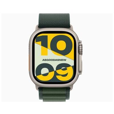 Apple Watch Ultra GPS + Cellular 49mm titane Boucle Alpine vert M - très bon état - Publicité Apple Watch Ultra GPS + Cellular 49mm titane Boucle Alpine vert M - très bon état - Publicité