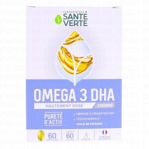 SANTEVERTE SANTÉ VERTE Omega 3 1000mg de DHA memoire & concentration 60 capsules