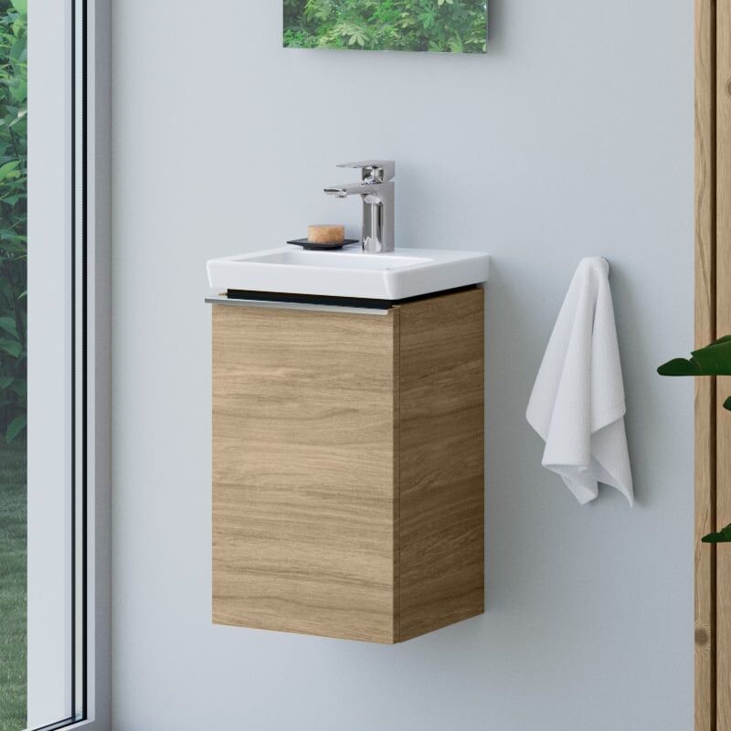 evineo ineo4 Meuble sous-vasque l : 35 cm, 1 porte droite, avec poignée, pour lave-mains Subway 3.0 de Villeroy & Boch,, BE0805OA,