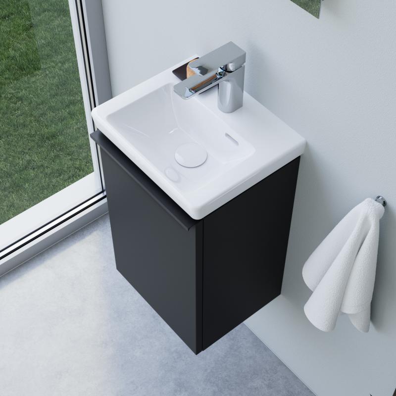 Villeroy & Boch Subway 3.0 Lave-mains, meuble sous-vasque ineo4 d?evineo l : 37 cm, 1 porte droite, avec poignée,, 43703701+BE0805BM,