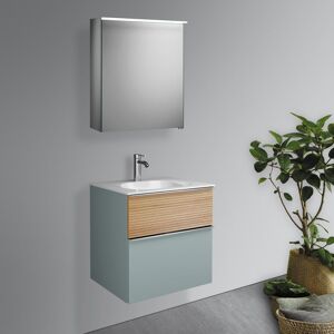 Burgbad Fiumo Ensemble de meuble de salle de bains, avec vasque, meuble sous-vasque et armoire de toilette, SFXV062LF3957FOT52C0001G0146,
