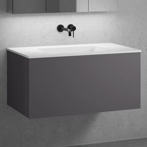 neoro n50 Meuble bas l : 100 cm, 1 tiroir, lavabo blanc mat sans trou percé,, BN0097WM+BN0071WM+BN0433GR,