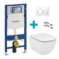 Ideal Standard Pack WC suspendu à fond creux, avec abattant, bâti-support Geberit et plaque de déclenchement Sigma20,