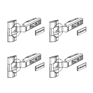 neoro n80 albus / fumo Ensemble de charnières d’armoire haute, 4 pièces, BL001212,