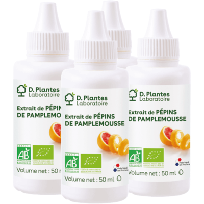 Pack 4 Pepins pamplemousse extrait BIO 4 x 50 ml - D.Plantes - - Publicité Pack 4 Pepins pamplemousse extrait BIO 4 x 50 ml - D.Plantes - - Publicité