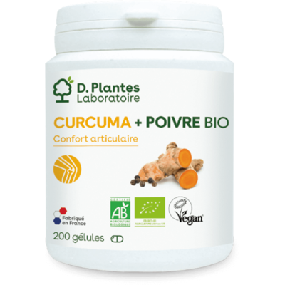 D.Plantes - Curcuma + Poivre Bio - 200 gélules - Complément alimentaire - Publicité D.Plantes - Curcuma + Poivre Bio - 200 gélules - Complément alimentaire - Publicité