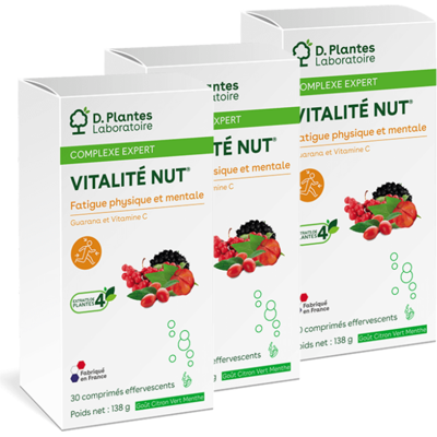 Pack 3 Vitalité-nut citron vert menthe 30 comprimés - D.Plantes - Stress et sommeil - Publicité Pack 3 Vitalité-nut citron vert menthe 30 comprimés - D.Plantes - Stress et sommeil - Publicité