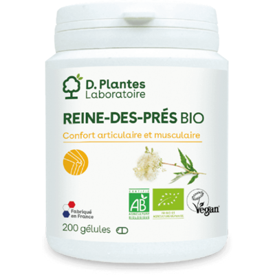 Reine des prés BIO 200 gélules - D.Plantes - Muscles et articulations - Publicité Reine des prés BIO 200 gélules - D.Plantes - Muscles et articulations - Publicité