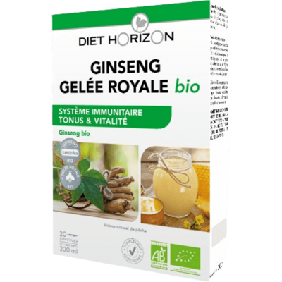 Diet Horizon Gelée Royale de Ginseng Bio 20 Ampoules - Publicité Diet Horizon Gelée Royale de Ginseng Bio 20 Ampoules - Publicité