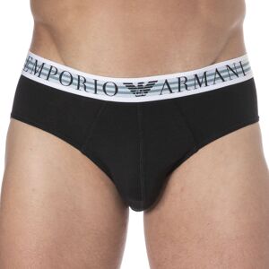 Emporio Armani Slip Mixed Waistband Coton Noir - Blanc Noir L