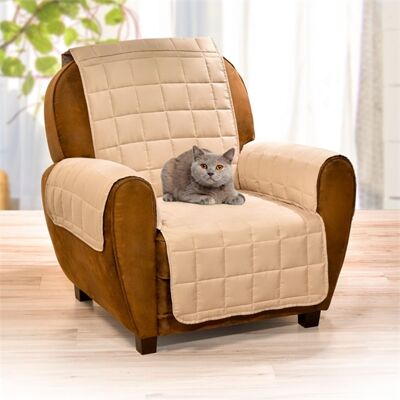 TempsL Protège fauteuil matelassé beige / Protège canapé matelassé 2 ou 3 places beige - Publicité TempsL Protège fauteuil matelassé beige / Protège canapé matelassé 2 ou 3 places beige - Publicité
