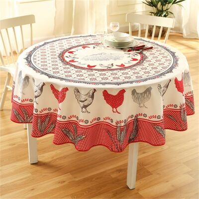 TempsL Nappe poules ronde ou rectangulaire - Publicité TempsL Nappe poules ronde ou rectangulaire - Publicité