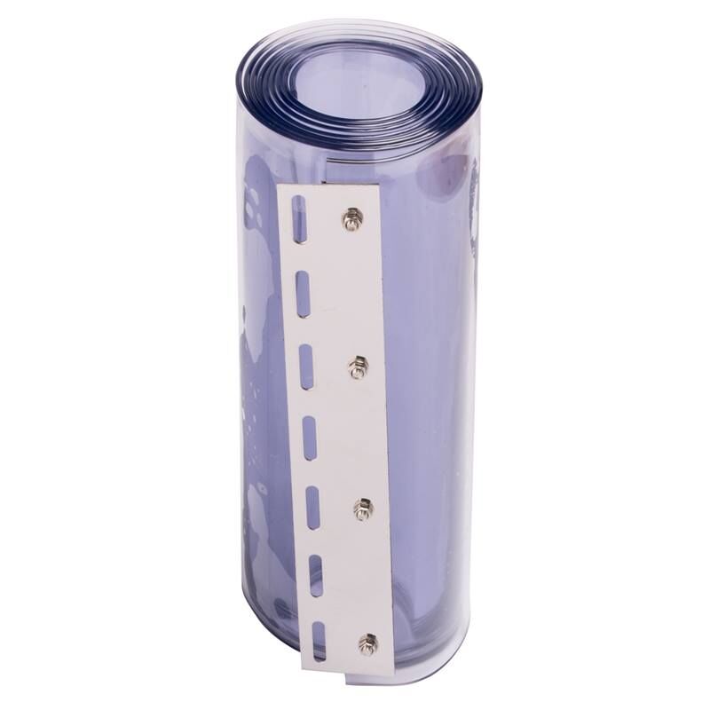 Lamelle de rechange en PVC, transparent, 30 cm x 225 cm, épaisseur 3 mm - montée sur profilé de fixation en inox