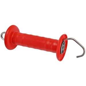 Poignee de portail grand modele, INOX, rouge, avec un crochet