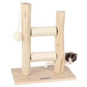 Arbre a chat en bois veritable Morea de VOSS.pet - Colonne griffoir premium, bois naturel de larbre Tanoak, 43cm