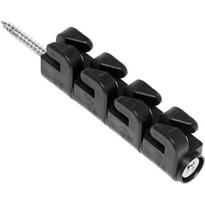 Isolateur 4 oeillets VOSS.pet avec filetage a bois en inox, pour clôture +/-, noir