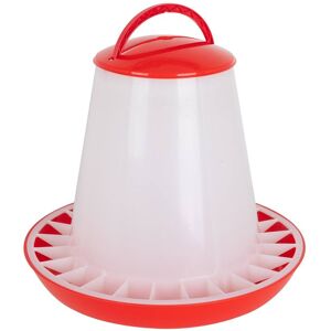 Distributeur de nourriture automatique pour volailles,  10 kg avec couvercle, PP (rouge/blanc)