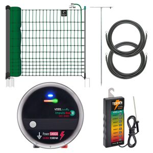 Kit complet de démarrage pour volailles VOSS.farming, 12 V-230 V, avec filet vert 50 m