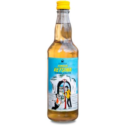 Kamara Retsina - Vin Blanc Grec Biologique - 75cl - Publicité Kamara Retsina - Vin Blanc Grec Biologique - 75cl - Publicité