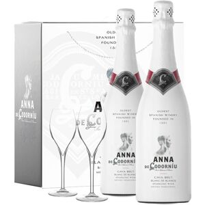 Codorniu Étui 2 bouteilles Anna de Codorniu Blanc de Blancs + 2 verres à pied Cadeau