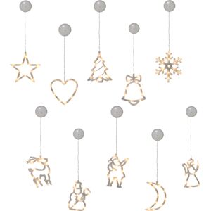 HOMCOM Décoration Noël stickers lumineuse autocollant fenêtre DIY 183 lumières LED stickers amovibles 18 pièces 