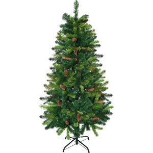 HOMCOM Sapin de Noël sapin artificiel avec 24 pommes de pin Ø 60 x 150H cm Support et base 4 pieds en métal   Aosom France