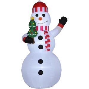 Outsunny Bonhomme de neige gonflable 3 LED hauteur 180 cm avec sapin de Noël polyester imperméable - blanc