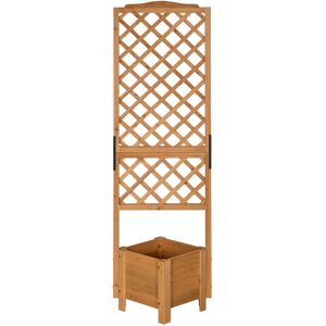 Outsunny Jardinière carrée avec treillis sur pieds pour plantes - dim. 54,5L x 52l x 180H cm - Bois Sapin pré-huilé   Aosom France