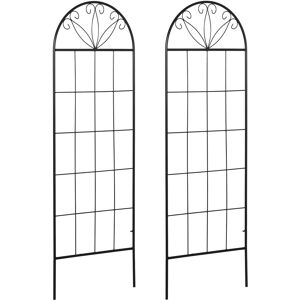 Outsunny Treillis de jardin lot de 2 support pour plantes grimpantes en métal - 51 x 152 cm noir   Aosom France