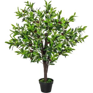 Outsunny Olivier artificiel arbre artificiel pour décoration de maison fruits grand réalisme hauteur 120 cm