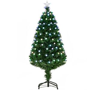 HOMCOM Arbre de Noël artificiel avec 170 petites boules blanches 170 lumières LED multicolores et fibre optique 170 branches Ø 70 x 150H cm