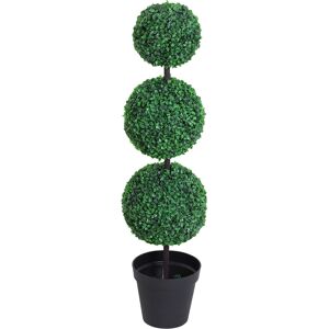 Outsunny Buis artificiel plantes artificiels en forme de boules Ø 30 x 112 cm Vert