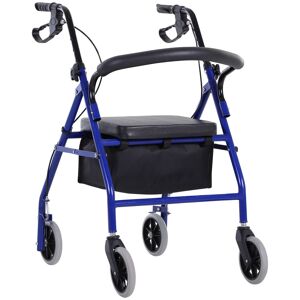 HOMCOM Déambulateur Pliant 4 Roues Rollator 4 Roues Marcheur Aide à La Marche Panier de Rangement Double Système de Freinage Hauteur Réglable