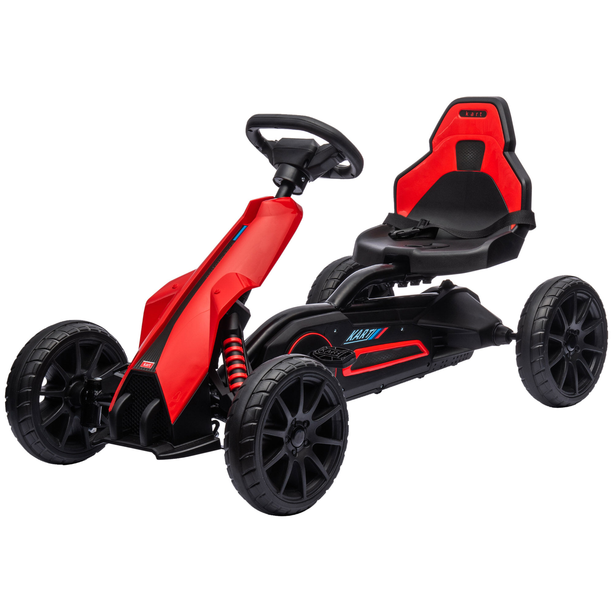 HOMCOM Kart à pédales pour enfants avec siège ajustable 4 positions et roues en EVA 100 x 58 x 58,5 cm rouge et noir
