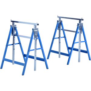 HOMCOM  Lot de 2 tréteaux pliables hauteur réglable 80-130 cm acier