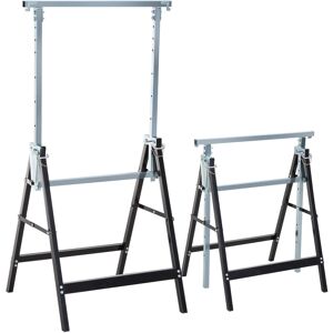 HOMCOM Lot de 2 tréteaux pliables télescopiques hauteur réglable 80-130 cm noir