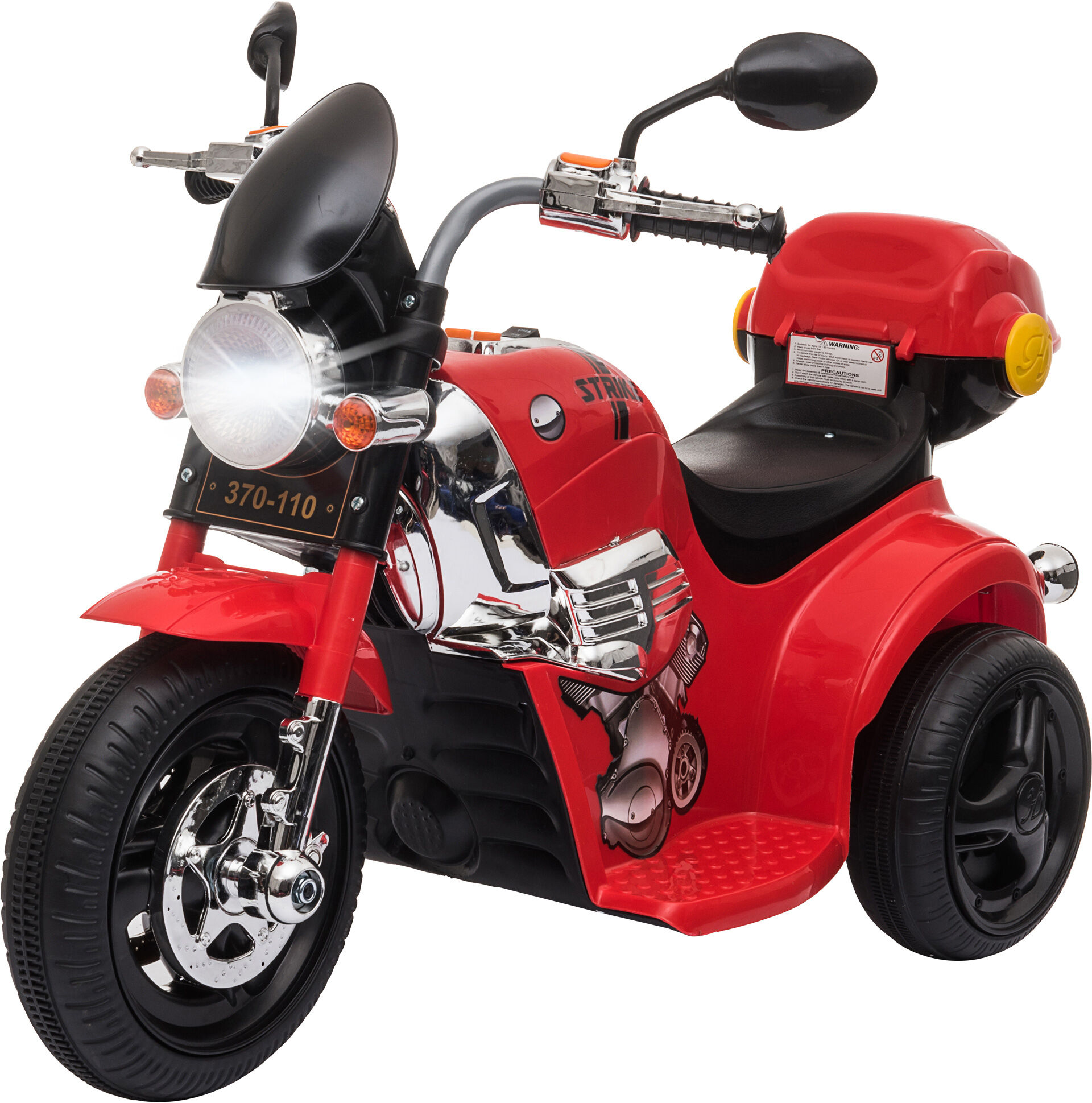 HOMCOM Moto Électrique pour Enfants Scooter 3 Roues 6 V 3 Km/h Effets Lumineux et sonores Top Case Rouge