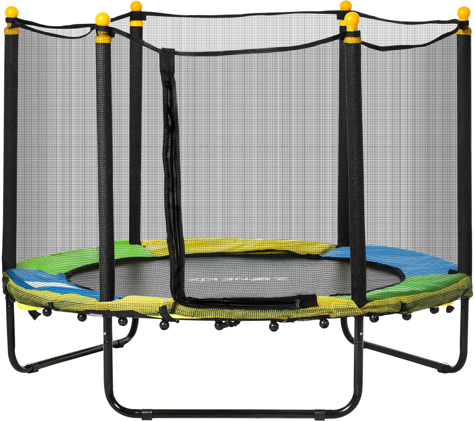 ZONEKIZ Trampoline rond enfant avec filet de protection capacité 50 kg pour adultes et enfants diamètre 140 cm bleu et noir