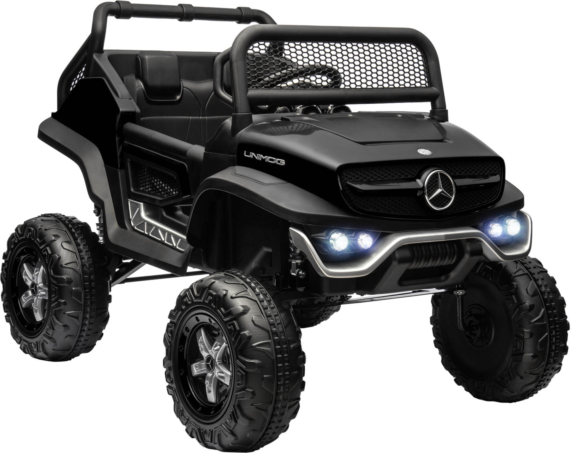 HOMCOM Voiture électrique 4x4 pour enfants de 3 à 8 ans Mercedes-Benz Unimog avec télécommande roues suspendues klaxons noir