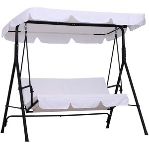 Outsunny Balancelle de Jardin 3 Places Toit Imperméabilisé Inclinaison Réglable Acier 172 x 110 x 152 cm Blanc   Aosom France