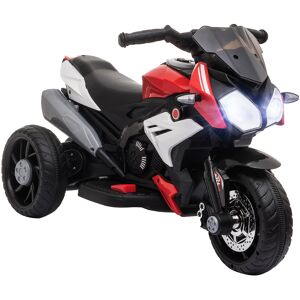 HOMCOM Moto électrique pour Enfants 3 Roues 6 V 3 Km/h Effets Lumineux et sonores Rouge