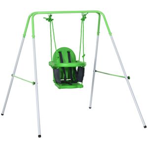 Outsunny Balançoire portique pour enfants de 6 à 36 mois balancoire bebe capacité de charge de 25 Kg en acier hauteur 122 cm vert   Aosom France