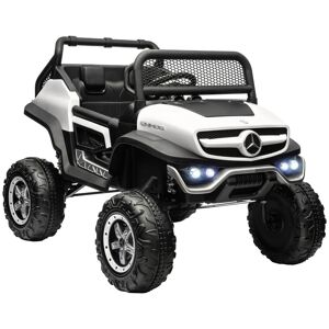 HOMCOM Voiture électrique 4x4 pour enfants de 3 à 8 ans Mercedes-Benz Unimog avec télécommande roues suspendues klaxons blanc