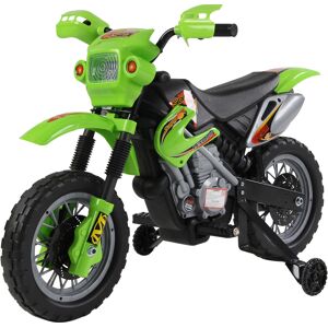 HOMCOM Moto Cross électrique enfant 3 à 6 ans 6 V phares klaxon musiques 102 x 53 x 66 cm vert et noir