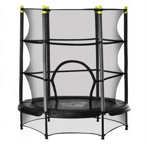 HOMCOM Trampoline Enfant Ø 1,40 × 1,60H m Filet de sécurité Porte zipée Couvre-Ressorts 6 poteaux rembourrés Inclus Noir