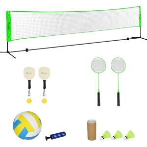 SPORTNOW Ensemble set complet de badminton, pickleball et volleyball, 3 en 1, jeux sport extérieur avec filet hauteur réglable