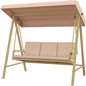 Outsunny Balancelle de jardin 3 places Toit Inclinaison réglable épais Coussins Amovibles Polyester Acier époxy Beige