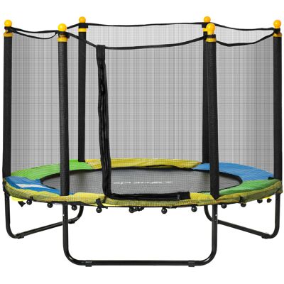 ZONEKIZ Trampoline rond enfant avec filet de protection capacité 50